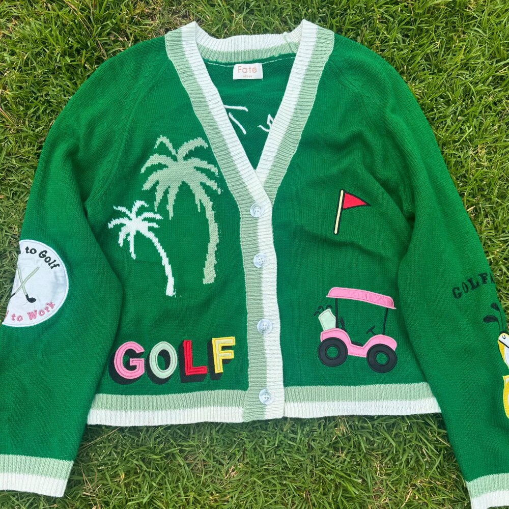 Fate Green Golf-Themed Cardigan